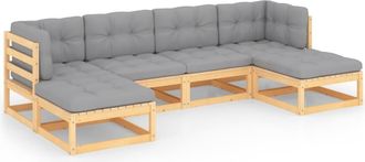 vidaXL 6 Pcs Garden Lounge Set Con Cojines De Pino S&oacute;lido
