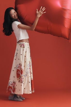 Maeve The Jacie Poplin Printed Maxi Skirt by Maeve