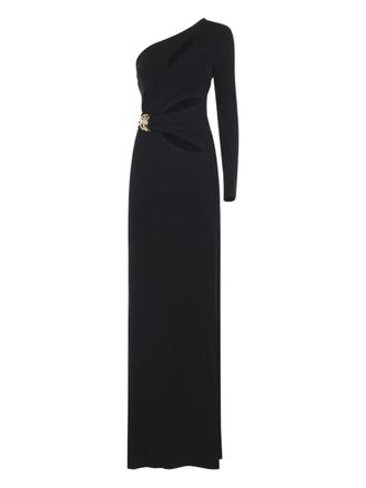 Elisabetta Franchi Asymmetrische maxi-jurk met uitgesneden detail - Zwart