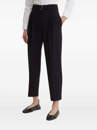 BOSS belted pleated cropped trousers - women - Triacetate/Polyester - 36 - Black