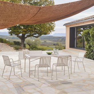 Tikamoon Conjunto de jard&iacute;n de metal crema de 6 plazas