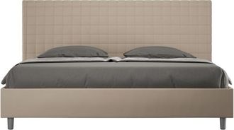 Les Tendances Letto Matrimoniale King size rivestito in Similpelle - sunny - Dimensione Rete: 200x200 - Colore: Tortora - Tipologia Letto: Con Rete e Contenitore