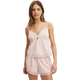 Cotton On Womens Cotton Soft Keyhole Cami in Miccy Check Banana Whip at Nordstrom, Size X-Small