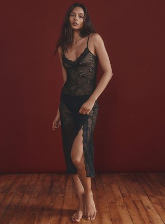 Miiyu Womens Romantic lace long nightie Valentines Day Collection