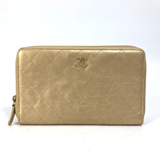 Chanel Gold Leather Long Wallet (Bi-Fold) (Pre-Owned)