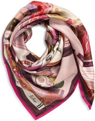 Echo Bookworm Silk Square Scarf in Dusty Rose at Nordstrom