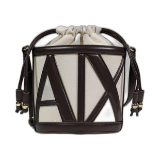 A|X Armani Exchange Borsa a secchiello con logo sagomato - - Bags - Donna - Marrone - ONE SIZE