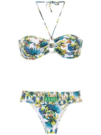 Amir Slama Bikini con stampa - Bianco