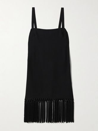 Taller Marmo Palermo Fringed Crepe Mini Dress - Black