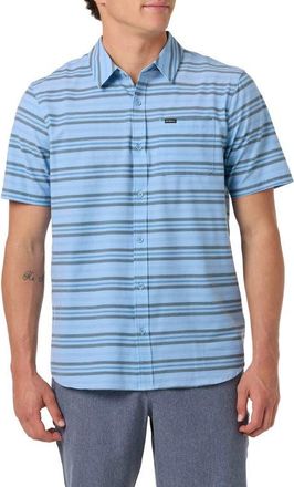 O'Neill Relaxed Fit Short Sleeve Performance Slub Button-Up Shirt in Blue Glass at Nordstrom, Size Xx-Large
