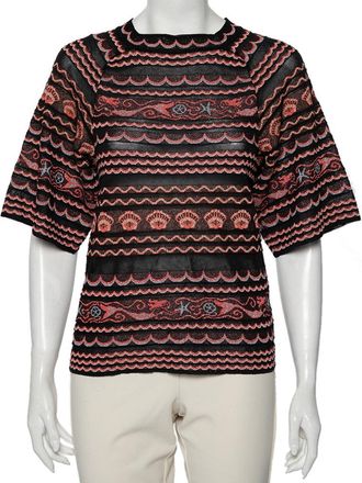 M Missoni Multicolored Wave Patterned Lurex Knit Top