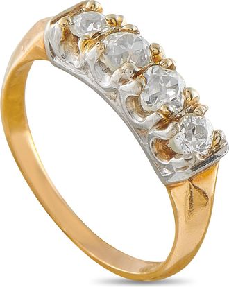 Luxury Bazaar Antique 14K Yellow Gold and Platinum 0.80ct Diamond Four-Stone Ring MF06-070726