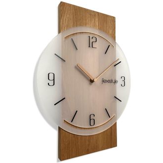 OEM Reloj De Pared Geom&eacute;trico De Madera De 40 Cm, Blanco Hielo