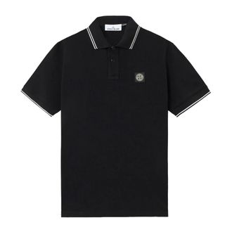 Stone Island Polo Shirts, male, Black, Size: 2XL Logo Polo Shirt