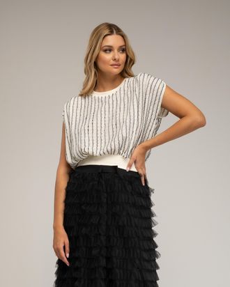 Tantra Mouwloze gebreide mesh top