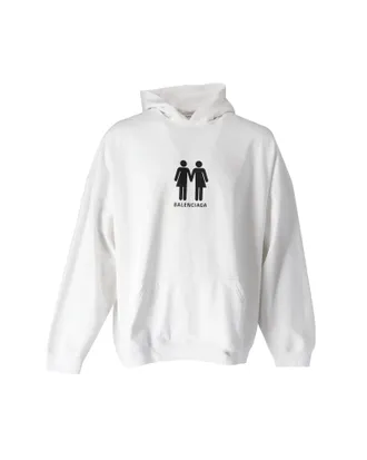 Balenciaga Mens Pride Series Oversized Hoodie in White Cotton - Size Small