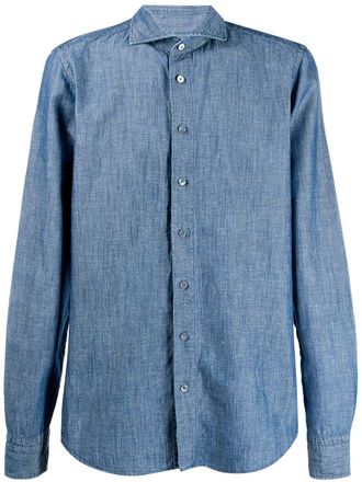 Dell'Oglio a cutaway collar shirt - men - Cotton/Linen/Flax - 38 - Blue