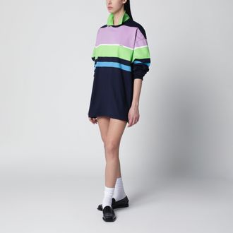 Versace Color-block striped long-sleeve cotton mini dress