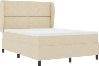 vidaXL Box Spring Bed with Mattress Cream 160 x 200 cm Fabric vidaXL
