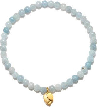 Satya Jewelry Tranquil Journey Lotus Aquamarine Gemstone Bracelet