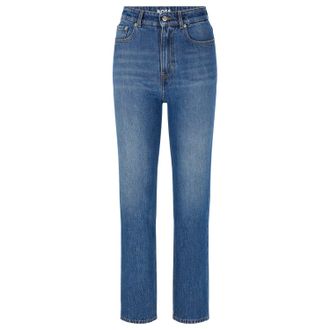 HUGO BOSS Womens Straight-Fit Cropped Jeans in Blue Cotton - Size 26W/32L