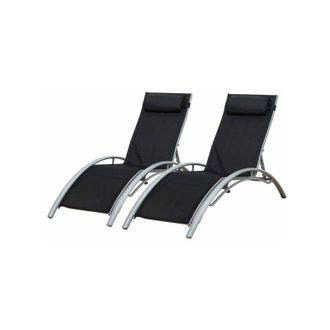Happy Garden Happy Garden - Set di 2 sedie a sdraio galapagos in textilene nero - alluminio grigio
