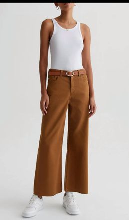 AG - Adriano Goldschmied Saige Wide Leg Crop Jean In Carmel