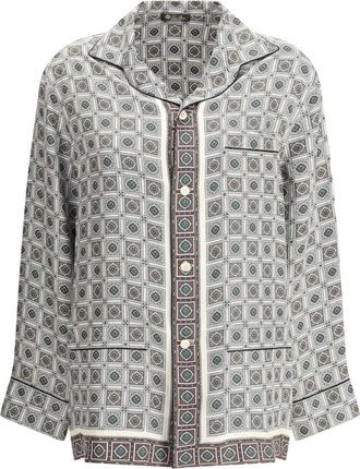 Loro Piana Camicia in seta con stampa geometrica - Grigio