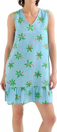 Compa&ntilde;&iacute;afant&aacute;stica Palm Tree Print Drop Waist Dress In Blue