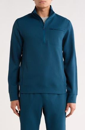 Reigning Champ Double Knit Slim Quarter Zip Sweatshirt in Atlantic at Nordstrom Rack, Size X-Large