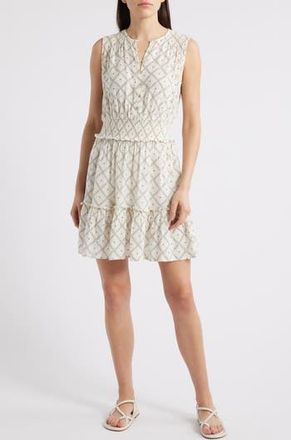 Rails Cindy Geo Print Sleeveless Linen Blend Tiered Minidress in Ivory Zanzibar at Nordstrom Rack, Size Xx-Large