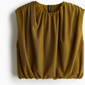 H&M Drapiertes Top aus Mesh - Green