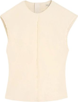Ami raw-edge sleeveless top - women - Viscose/Elastane/Polyester - 38 - Neutrals