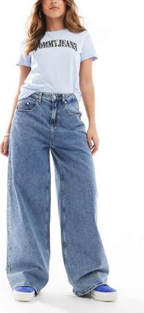 Tommy Jeans Charlie baggy wide leg jeans in mid wash-Blue