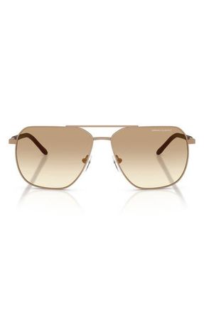 A|X Armani Exchange 59mm Pilot Sunglasses in Matte Beige /Brown Gradient at Nordstrom