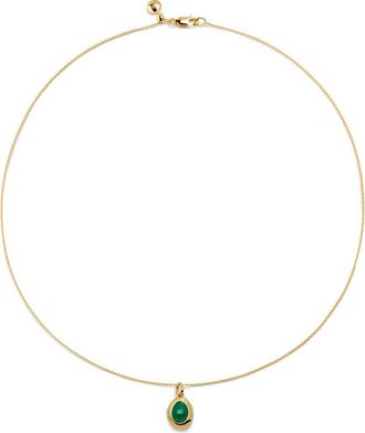 Monica Vinader Birthstone Locket Pendant Necklace in 18Ct Gold Vermeil /Green Onyx at Nordstrom