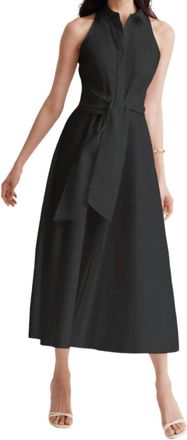 Toccin Chelsea Tie-Front Midi Shirt Dress In Jet Black