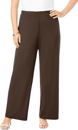 Roaman's Ultrasmooth Fabric Wide Leg Pant in Chocolate at Nordstrom, Size 6X