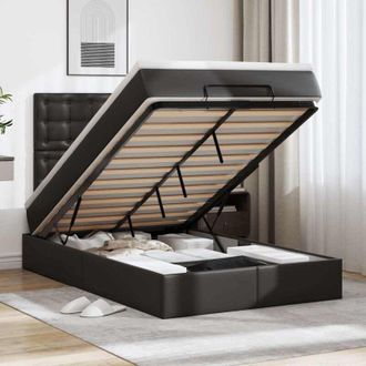 vidaXL Estructura Cama Otomana Colch&oacute;n Cuero Sint&eacute;tico Negro 120x200cm Vidaxl