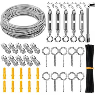 OEM Kit De Cable Colgante De Acero Inoxidable, Cable Met&aacute;lico De 30 M/3 Mm, Kit De Cable Para Jard&iacute;n, Cable Para Cuadros, Kit Para Cercas, Cable De Acero 