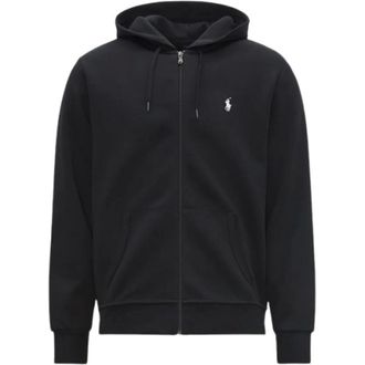 Polo Ralph Lauren Zip-throughs, male, Black, Size: 2XL Black Double-Knit Full-Zip Hoodie Jacket