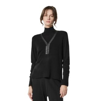 Nenette Dames, Truien, Zwart, Maat: L Leer