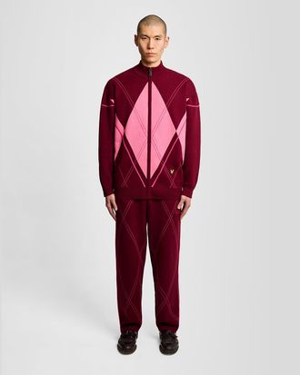 Lyle & Scott Argyle gebreide trainingsbroek - bordeauxrood