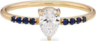 ROSEKEY Anello Pixies Solitaire in oro rosa 18 carati con zaffiri e diamanti