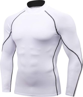 Generic Mens Mock Turtleneck Compression Shirts Long Sleeve Sun Protection Shirts Cooling Workout Gym Tops Undershirt (UK, Alpha, XL, Regular, Short, Standard