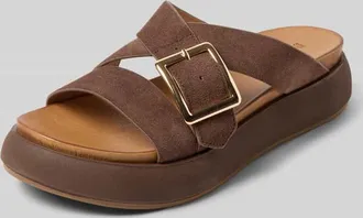 Inuovo Sandalen aus echtem Leder mit Plateau-Absatz in Dunkelbraun, Gr&ouml;&szlig;e 36