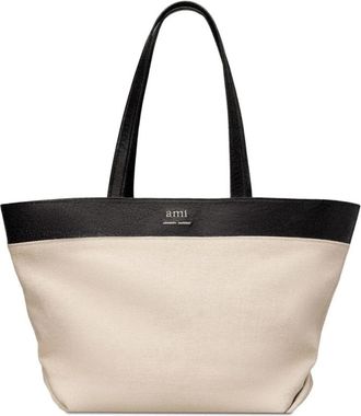 Ami East West Logo Tote Bag - Heren - Shoppers - Beige - ONE Size - Tassen
