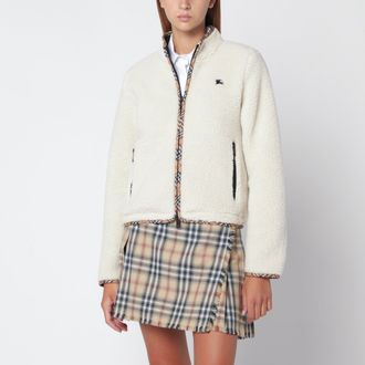 Burberry Giacca cropped bianca in misto lana e cashmere