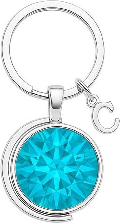 Generic December Birthstone Personalised Keyring - Turquoise Blue Crystal Name Charm with Initial - Custom Moon Keychain Gift for Her