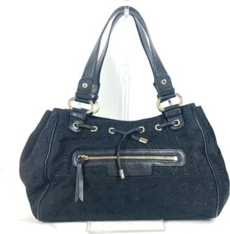 Bulgari Pre-owned Canvas shoulder-bags - Dames - Vintage Schoudertas - Zwart - ONE Size - Leer - Vintage